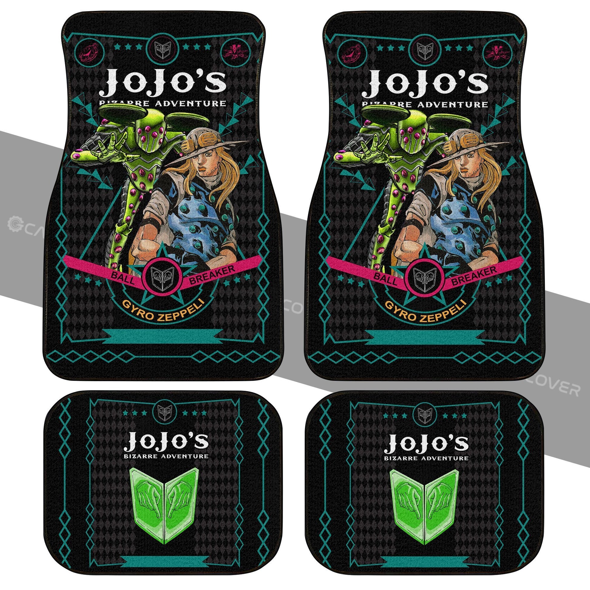 Gyro Zeppeli Car Floor Mats Custom Anime JoJo's Bizarre Adventure Car Interior Accessories - Gearcarcover - 2
