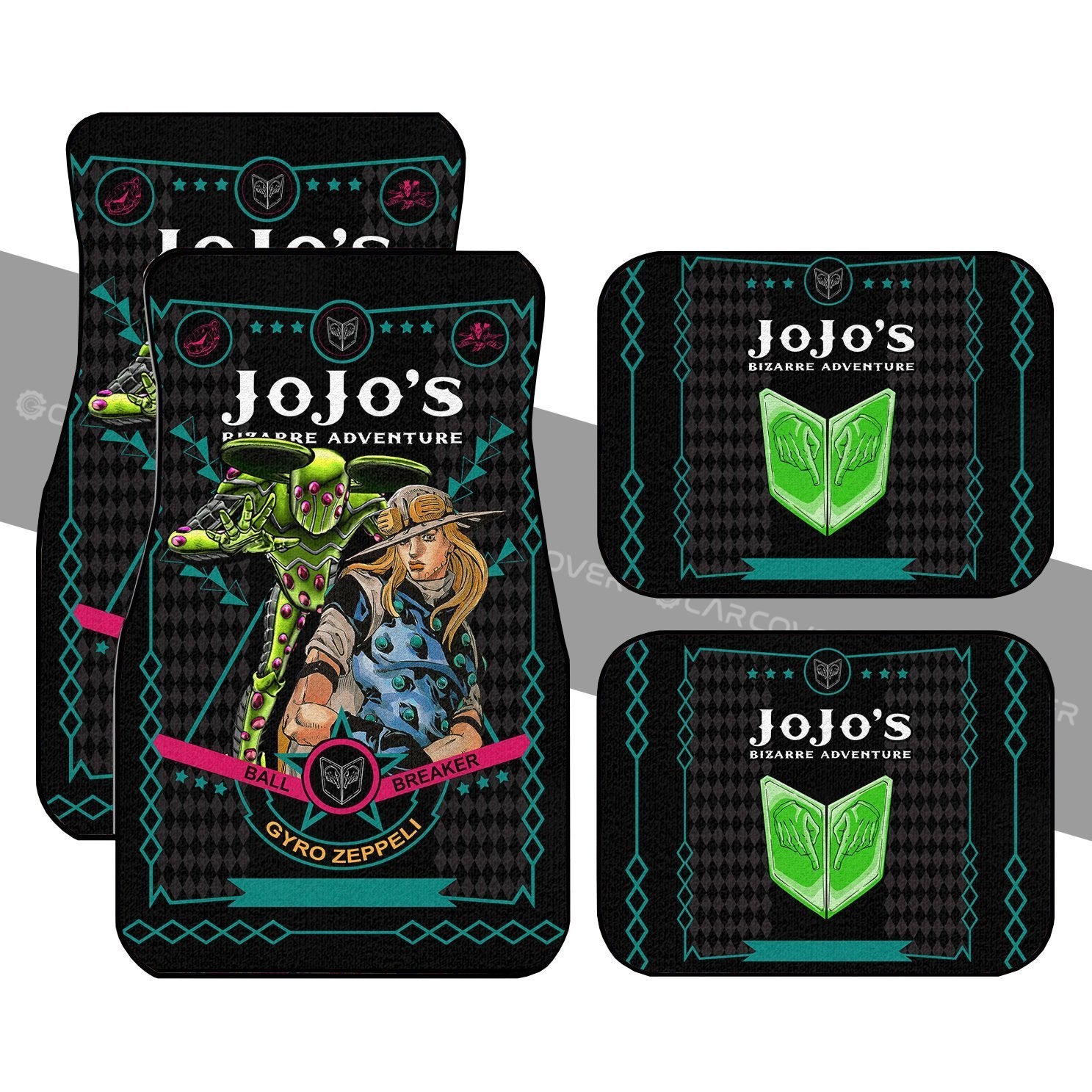 Gyro Zeppeli Car Floor Mats Custom Anime JoJo's Bizarre Adventure Car Interior Accessories - Gearcarcover - 1