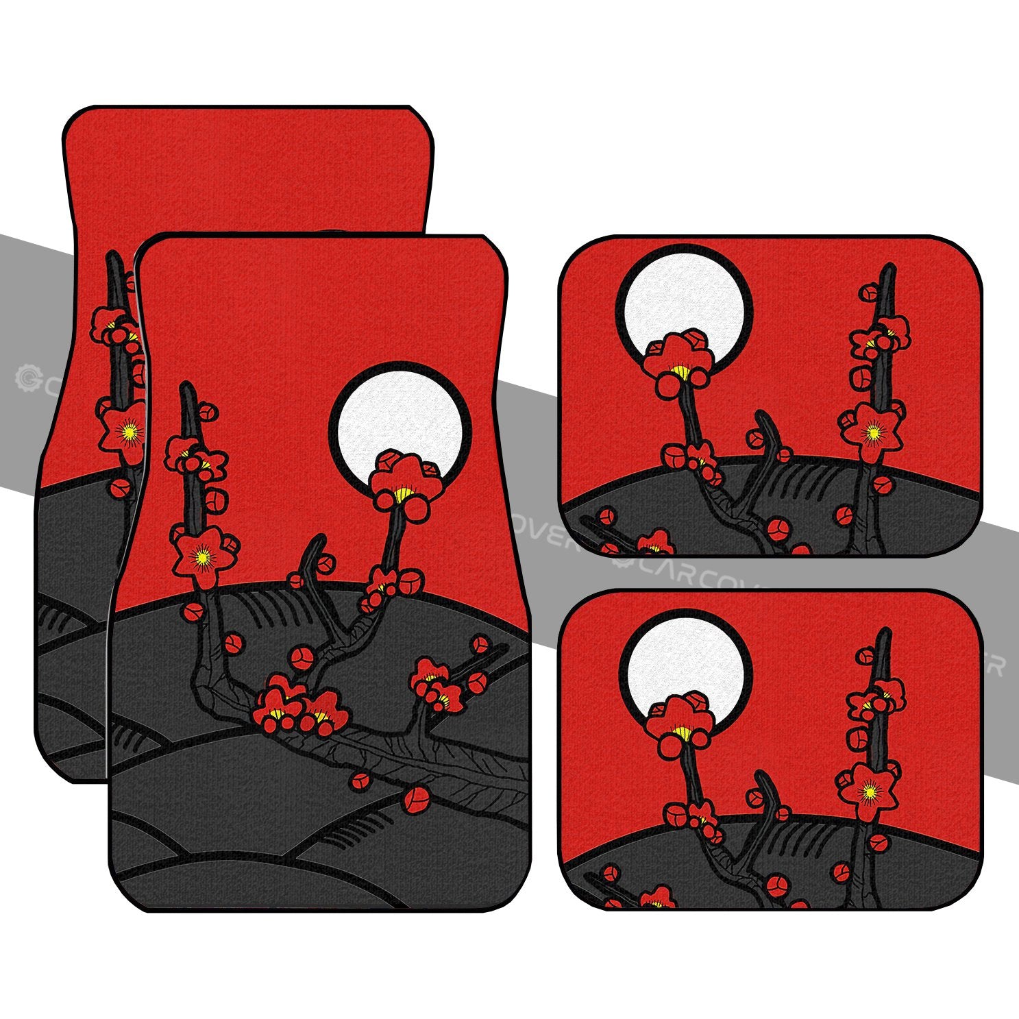 Hanafuda Day Red Car Floor Mats Custom Car Interior Accessories - Gearcarcover - 1