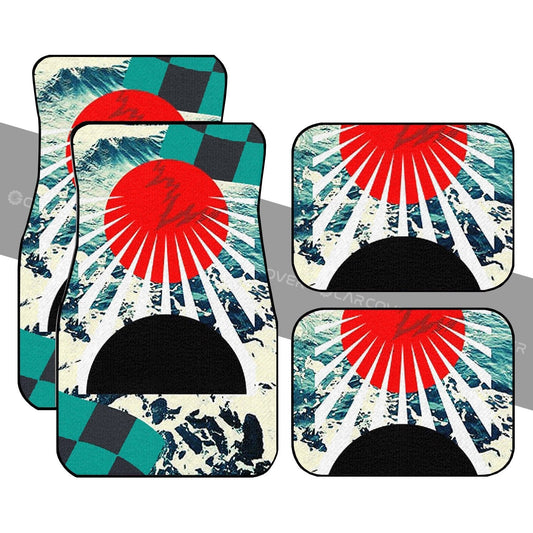 Hanafuda Rising Sun Car Floor Mats Custom Great Wave Car Accessories - Gearcarcover - 2