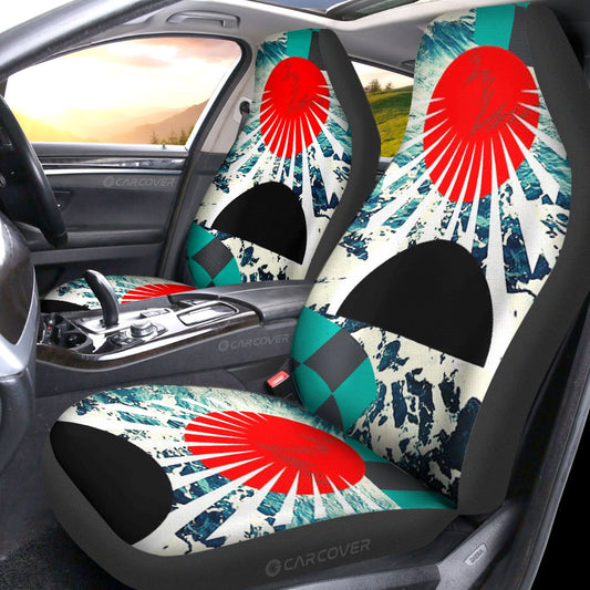 Hanafuda Rising Sun Car Seat Covers Custom Great Wave Car Accessories - Gearcarcover - 2