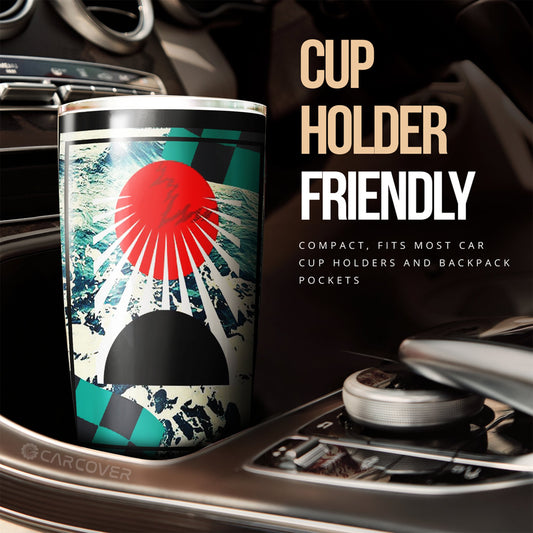 Hanafuda Rising Sun Tumbler Cup Custom Great Wave Car Accessories - Gearcarcover - 2