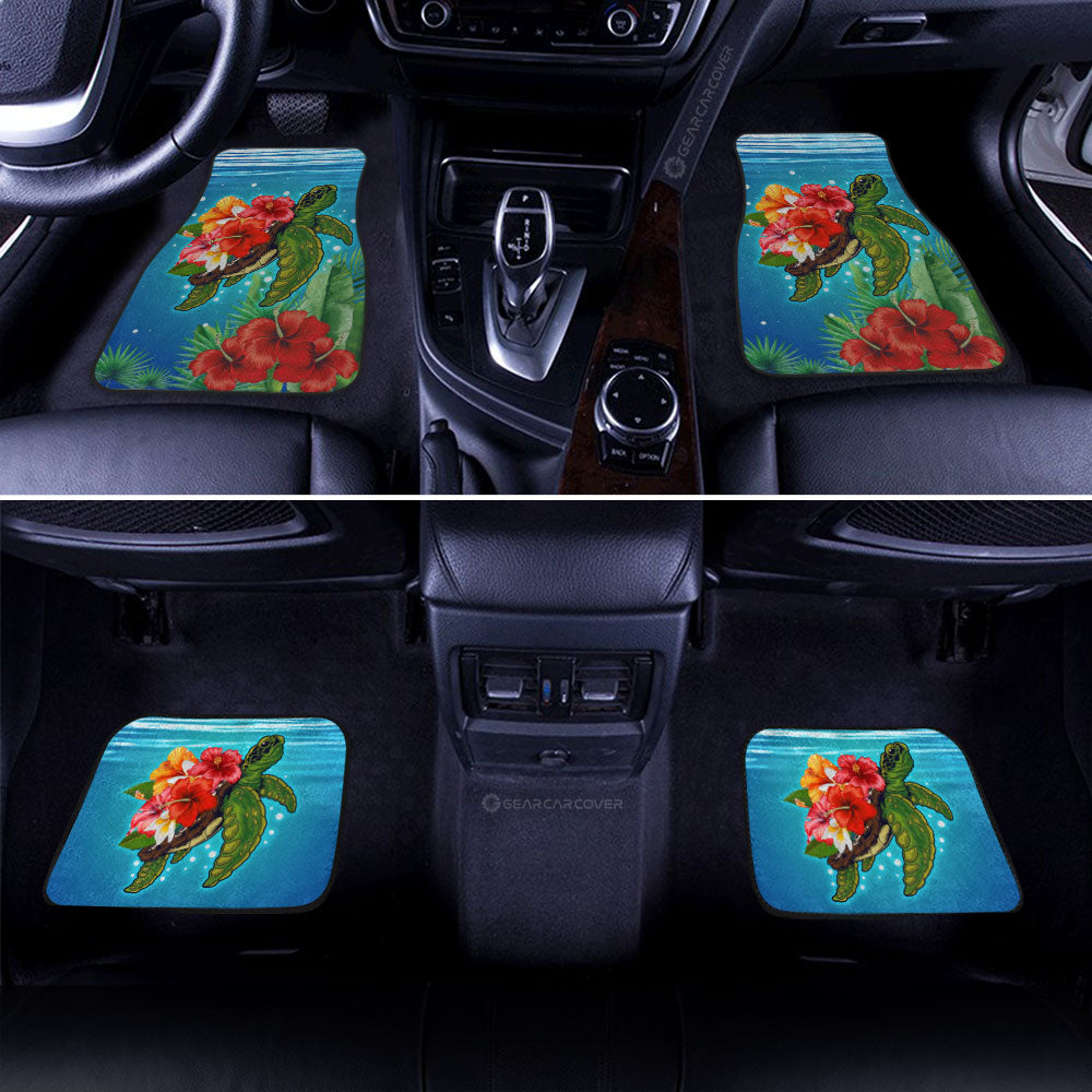 Hibiscus Plumeria Flower Turtle Car Floor Mats Custom Sea Animal Car Accessories - Gearcarcover - 3