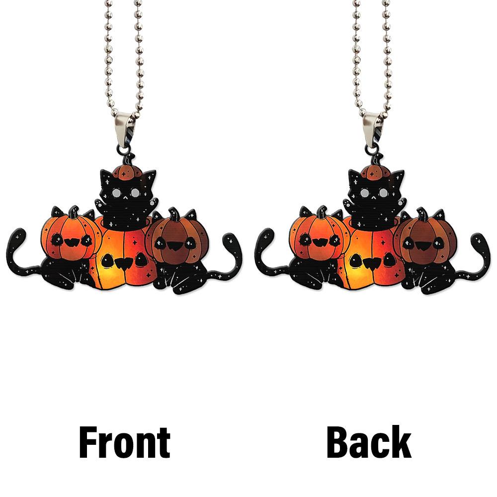 Holographic Pumpkin Kitty Ornament Custom Halloween Car Accessories - Gearcarcover - 4