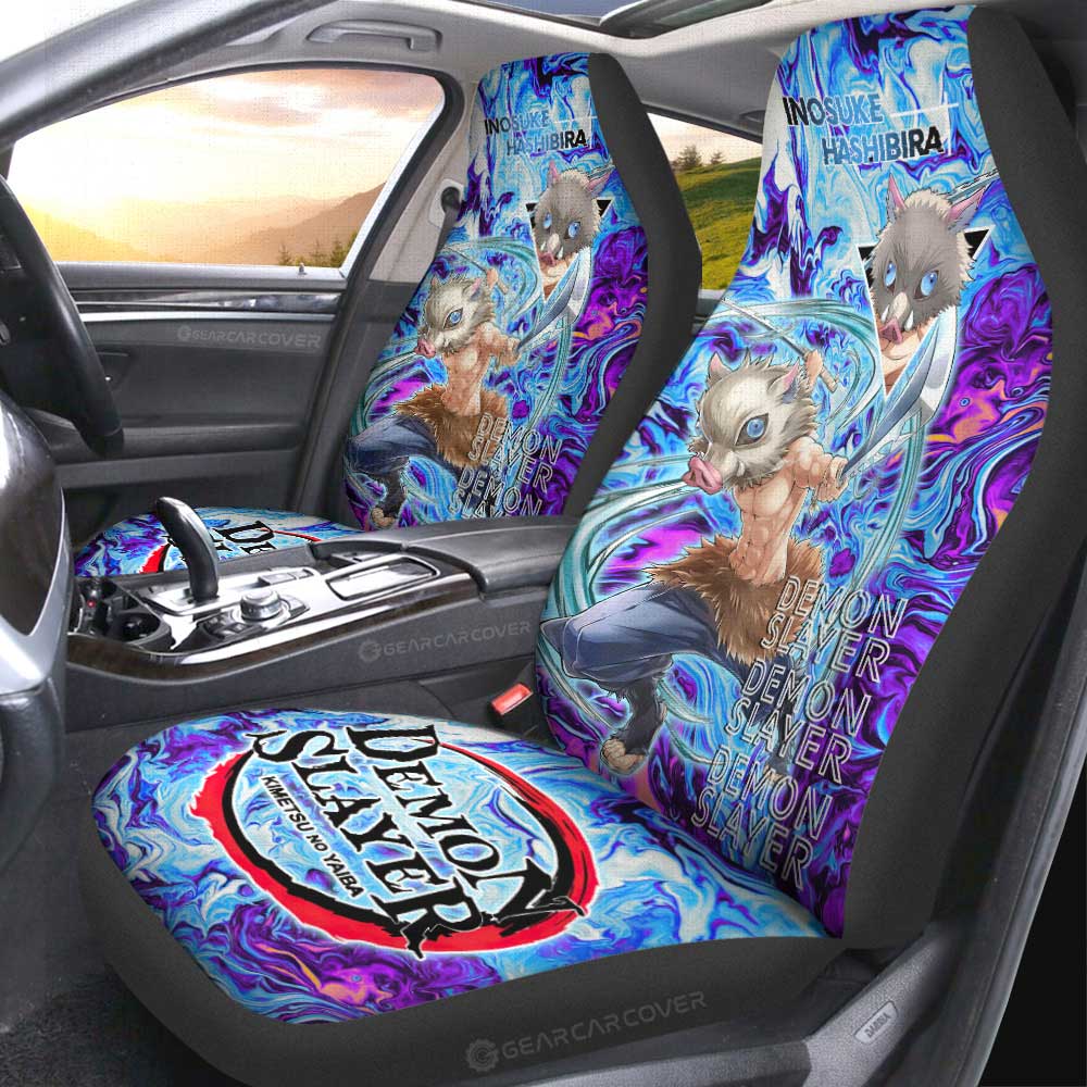 Inosuke Hashibira Car Seat Covers Custom Demon Slayer Car Accessories For Fans - Gearcarcover - 2