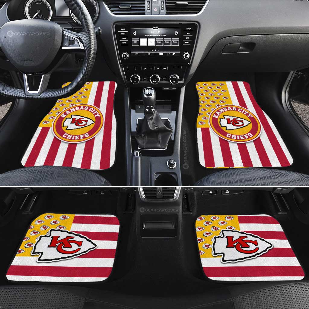 Kansas City Chiefs Car Floor Mats Custom US Flag Style - Gearcarcover - 2