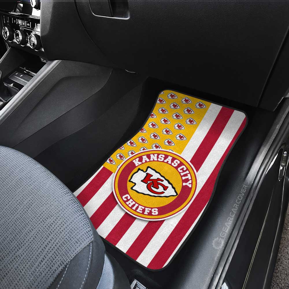 Kansas City Chiefs Car Floor Mats Custom US Flag Style - Gearcarcover - 3