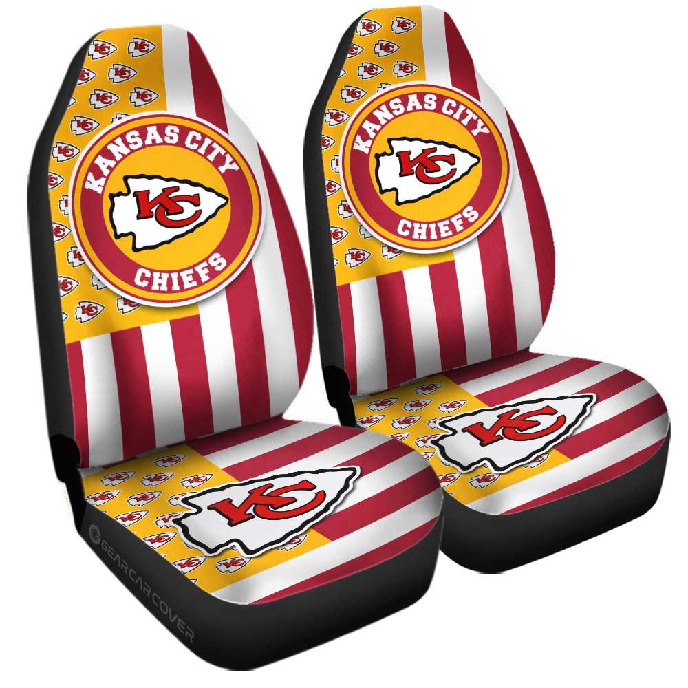 Kansas City Chiefs Car Seat Covers Custom US Flag Style - Gearcarcover - 3