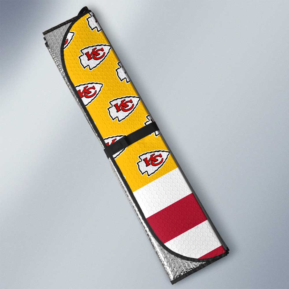 Kansas City Chiefs Car Sunshade Custom US Flag Style - Gearcarcover - 3