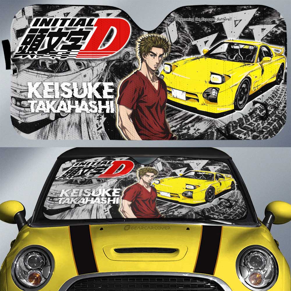 Keisuke Takahashi Car Sunshade Custom Initial D Anime Car Accessories - Gearcarcover - 1