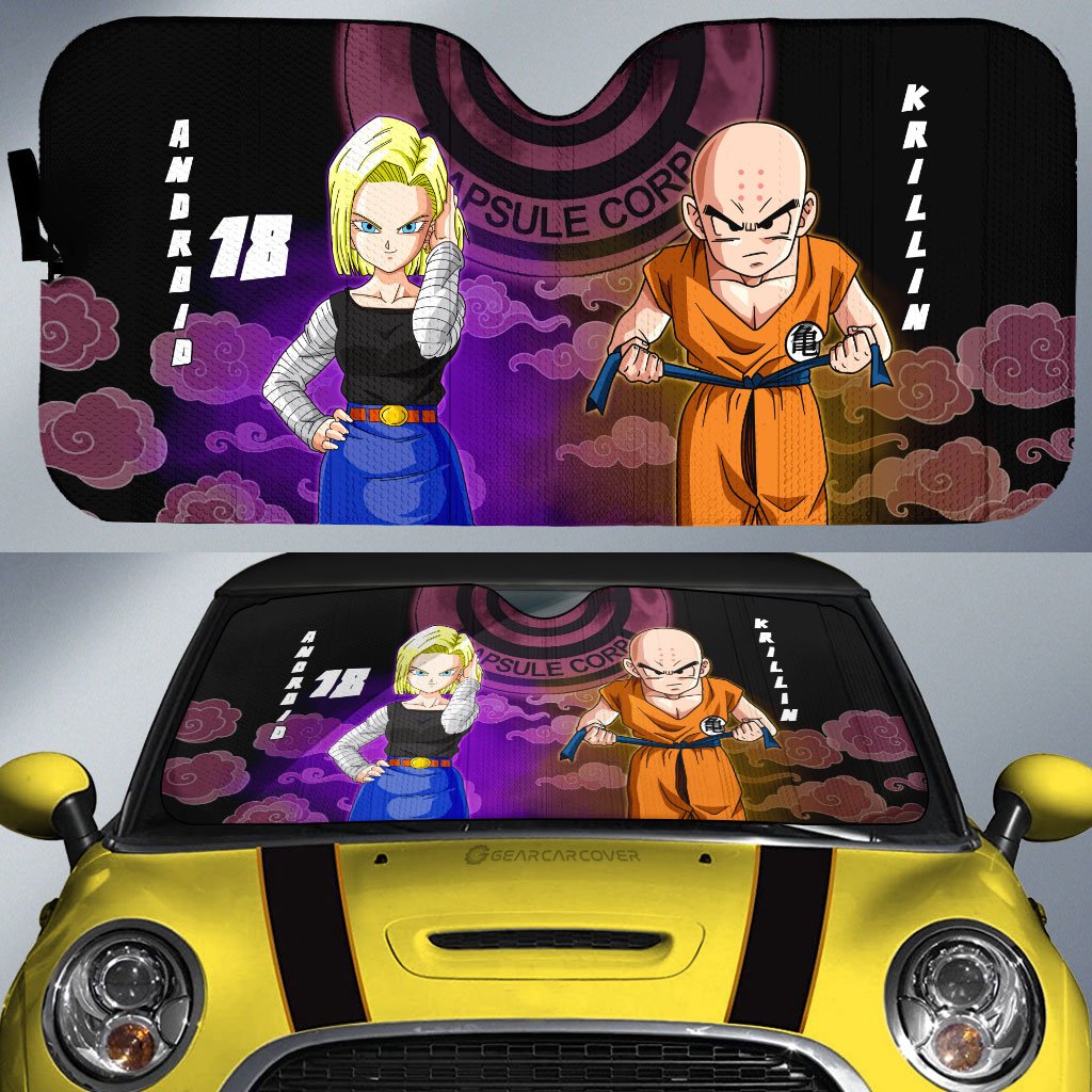 Krillin And Android 18 Car Sunshade Custom Dragon Ball Anime Car Acces