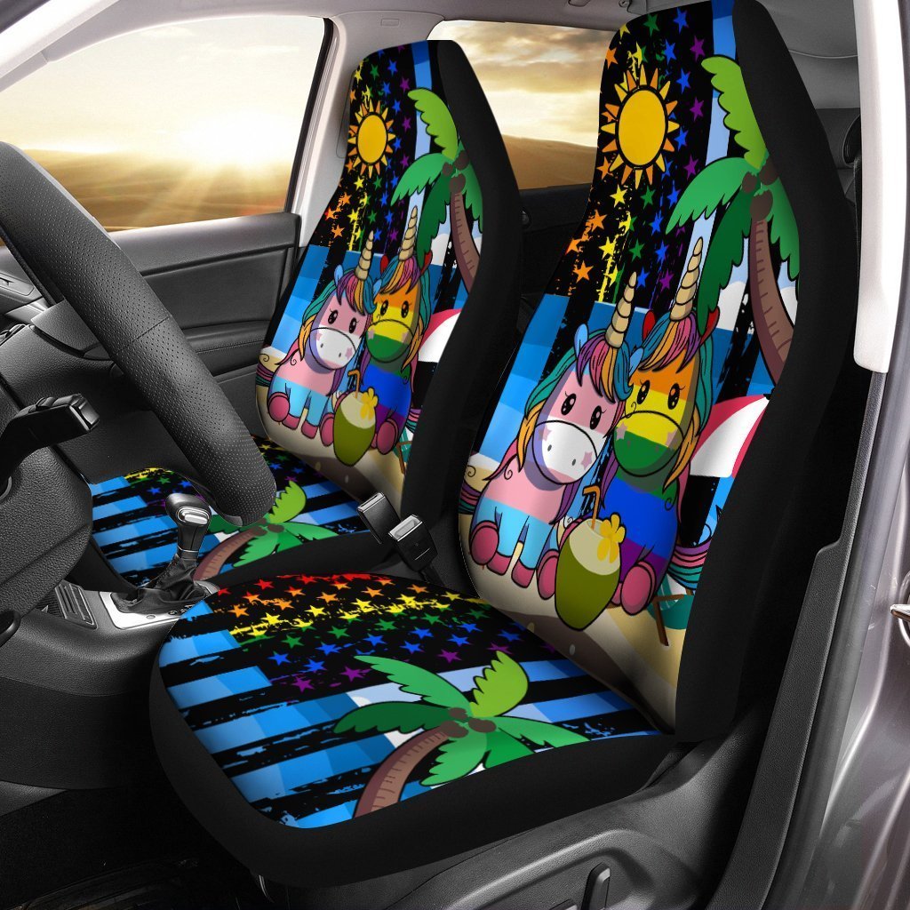 LGBT Unicorn Car Seat Covers Custom LGBT American Flag Car Accessories - Gearcarcover - 4