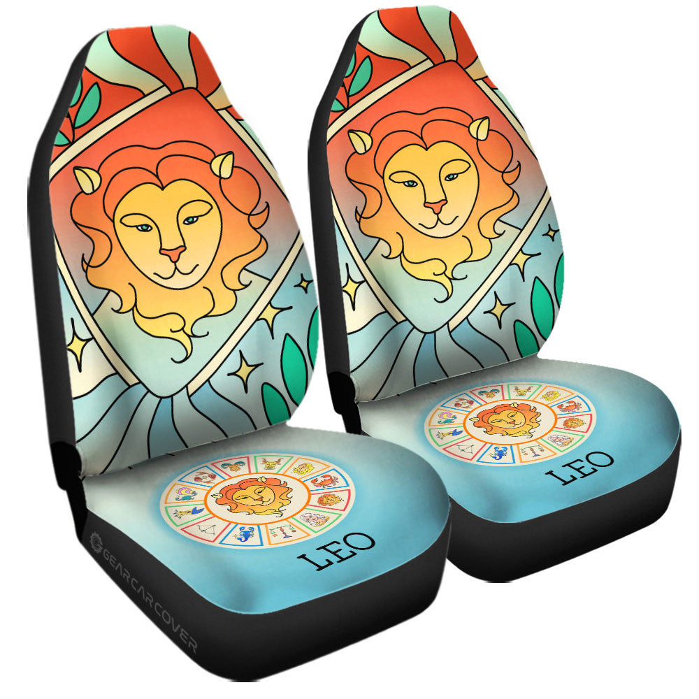 Leo Colorful Car Seat Covers Custom Zodiac Car Accessories - Gearcarcover - 1