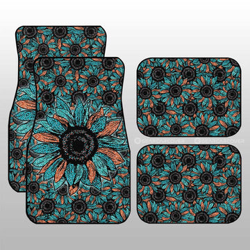 Leopard Sunflower Car Floor Mats Custom Car Decoration - Gearcarcover - 1
