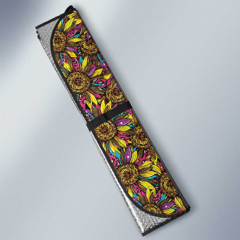 Leopard Sunflower Car Sunshade Custom Car Accessories - Gearcarcover - 3