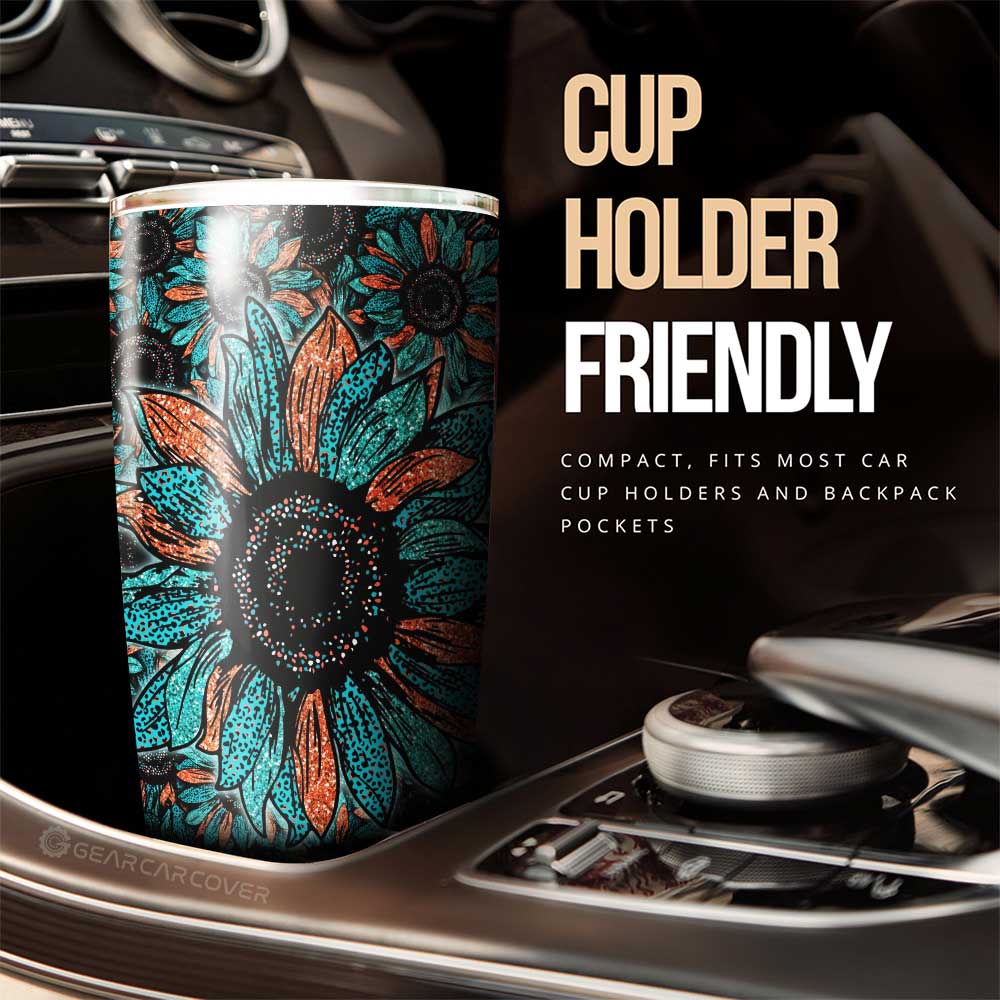 Leopard Sunflower Tumbler Cup Custom Car Decoration - Gearcarcover - 2