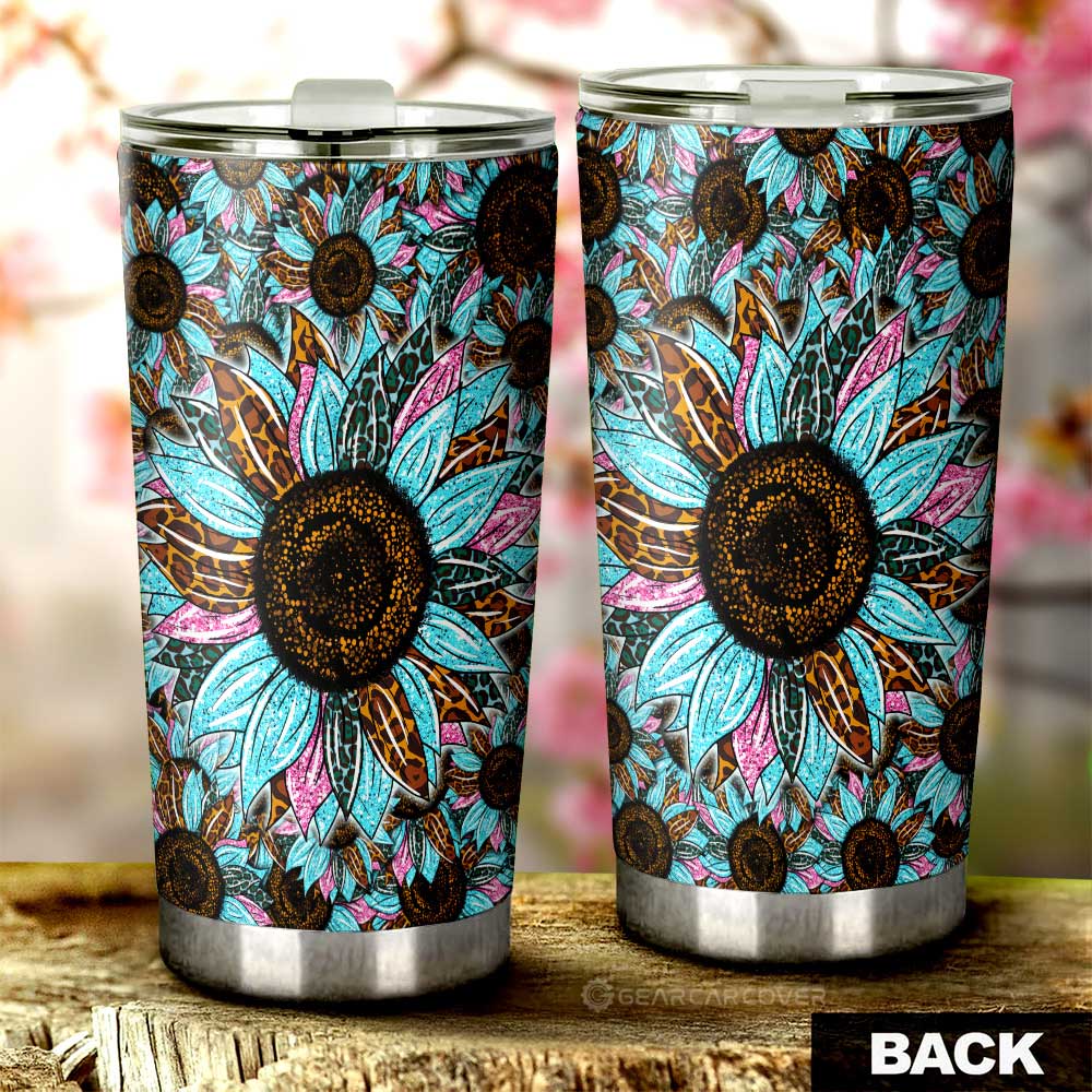 Leopard Tie Dye Sunflower Tumbler Cup Custom Car Decoration - Gearcarcover - 3