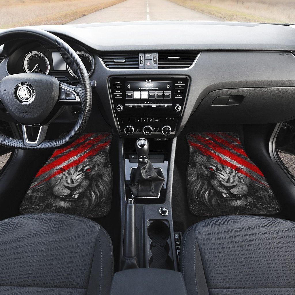 Lion Car Floor Mats Custom Red Scratches Wild Animal Car Accessories - Gearcarcover - 3
