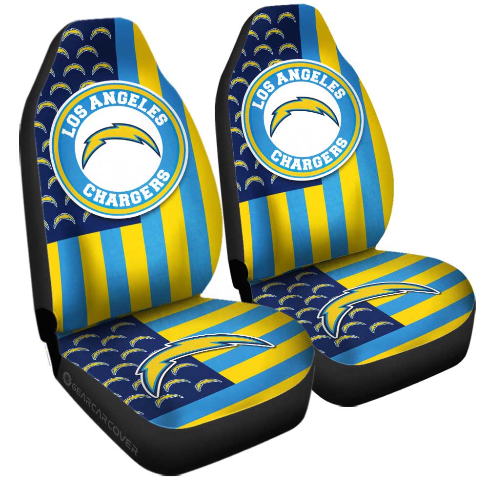 Los Angeles Chargers Car Seat Covers Custom US Flag Style - Gearcarcover - 3
