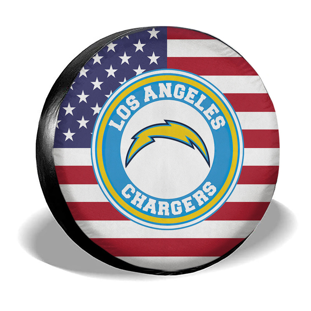 Los Angeles Chargers Spare Tire Covers Custom US Flag Style - Gearcarcover - 3