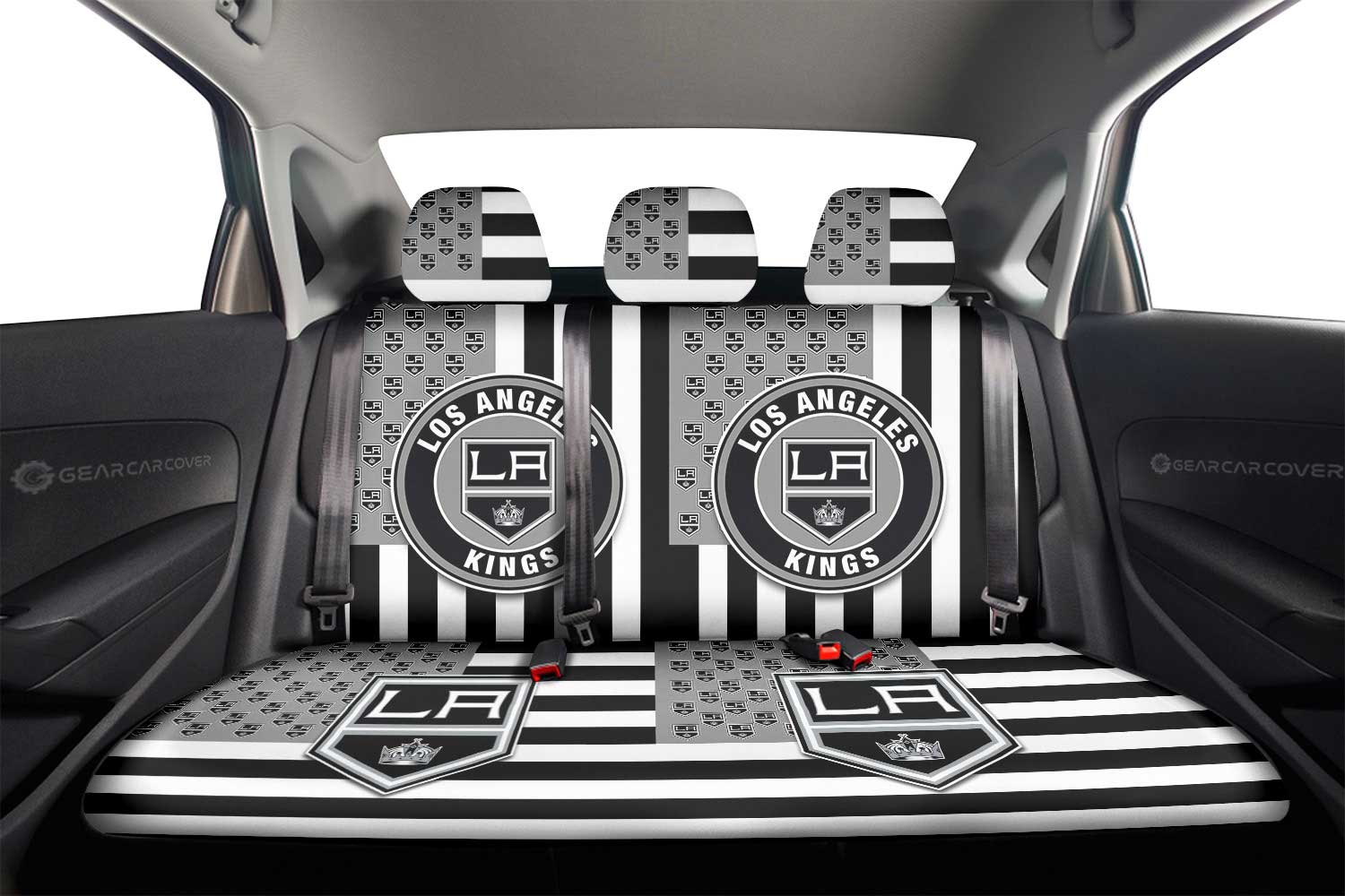 Los Angeles Kings Car Back Seat Cover Custom US Flag Style - Gearcarcover - 2