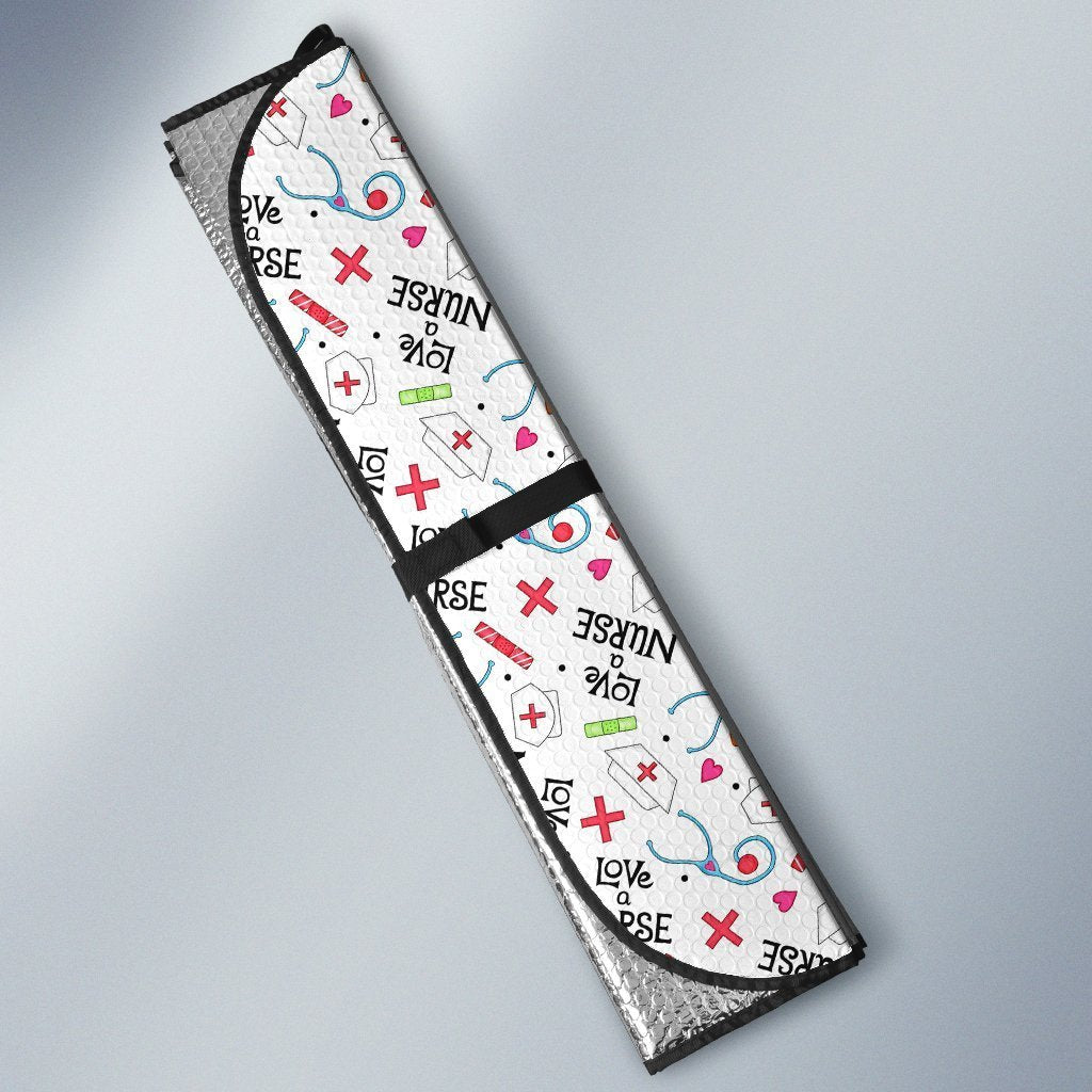 Love A Nurse Car Sun Shade Custom Nurse Car Accessories - Gearcarcover - 4