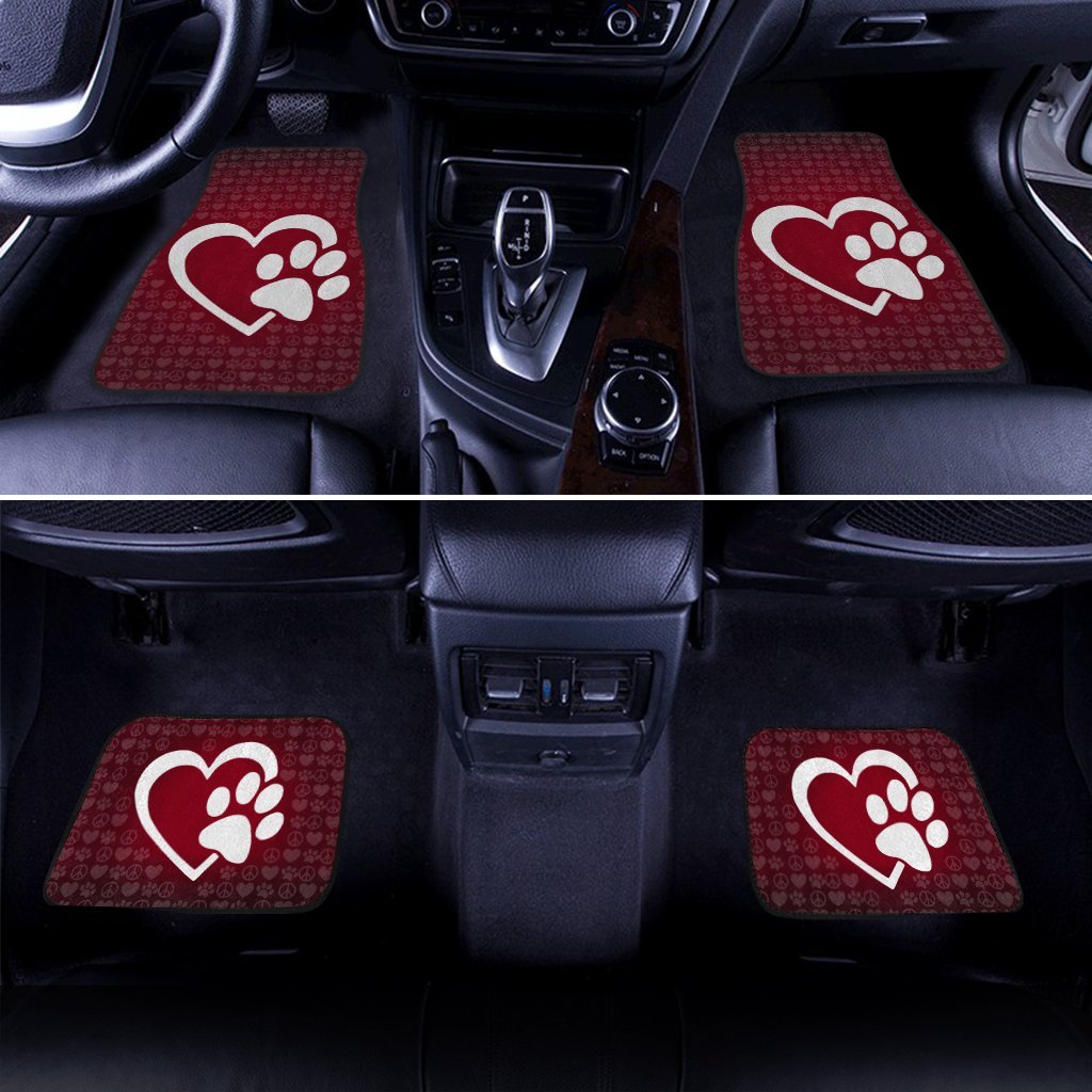 Love Dog Paw Car Floor Mats Custom Dog Lover Car Accessories - Gearcarcover - 2