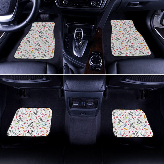 Love Nurse Car Floor Mats Custom White Pattern Nurse Car Accessories - Gearcarcover - 1
