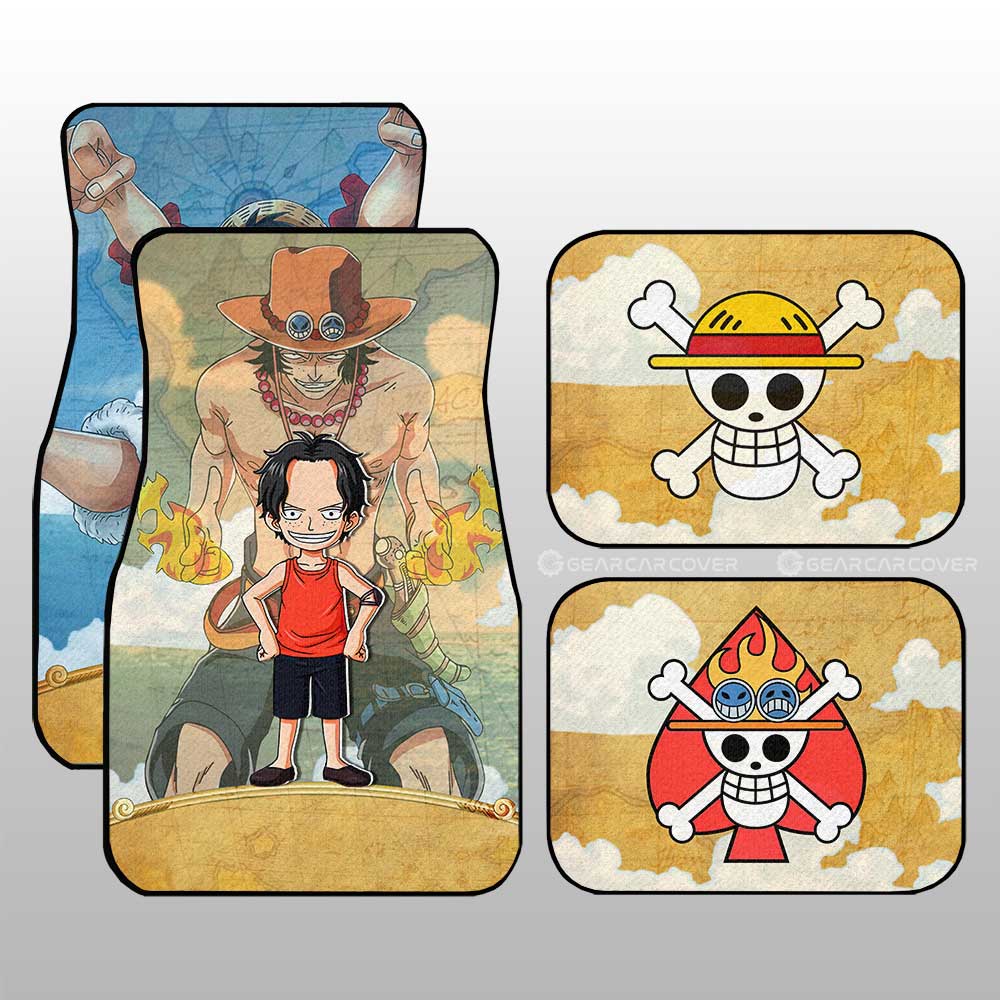 Luffy And Ace Car Floor Mats Custom One Piece Map Car Accessories For Anime Fans - Gearcarcover - 2