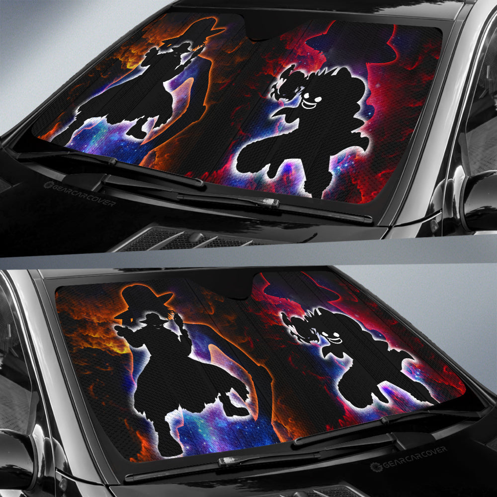 Luffy And Ace Car Sunshade Custom One Piece Anime Silhouette Style - Gearcarcover - 2