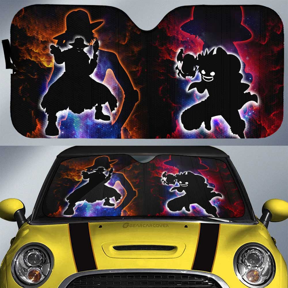 Luffy And Ace Car Sunshade Custom One Piece Anime Silhouette Style - Gearcarcover - 1