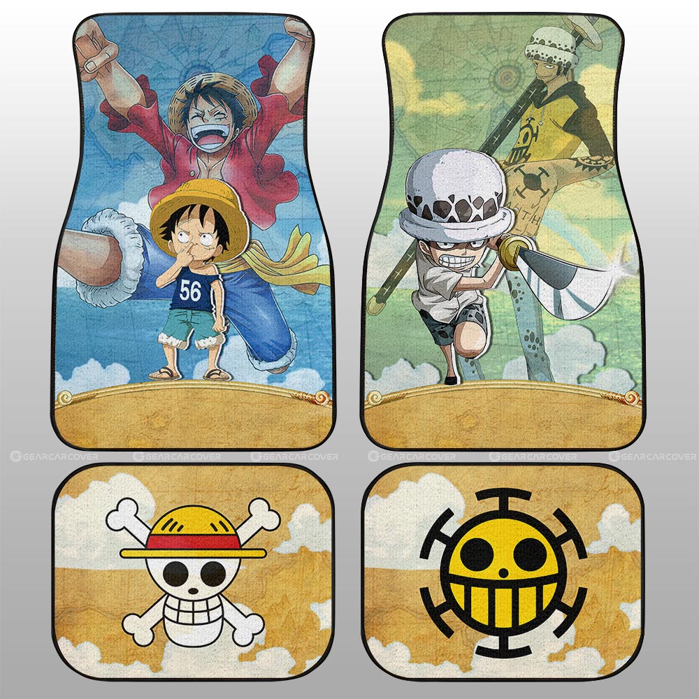 Luffy And Law Car Floor Mats Custom One Piece Map Car Accessories For Anime Fans - Gearcarcover - 1