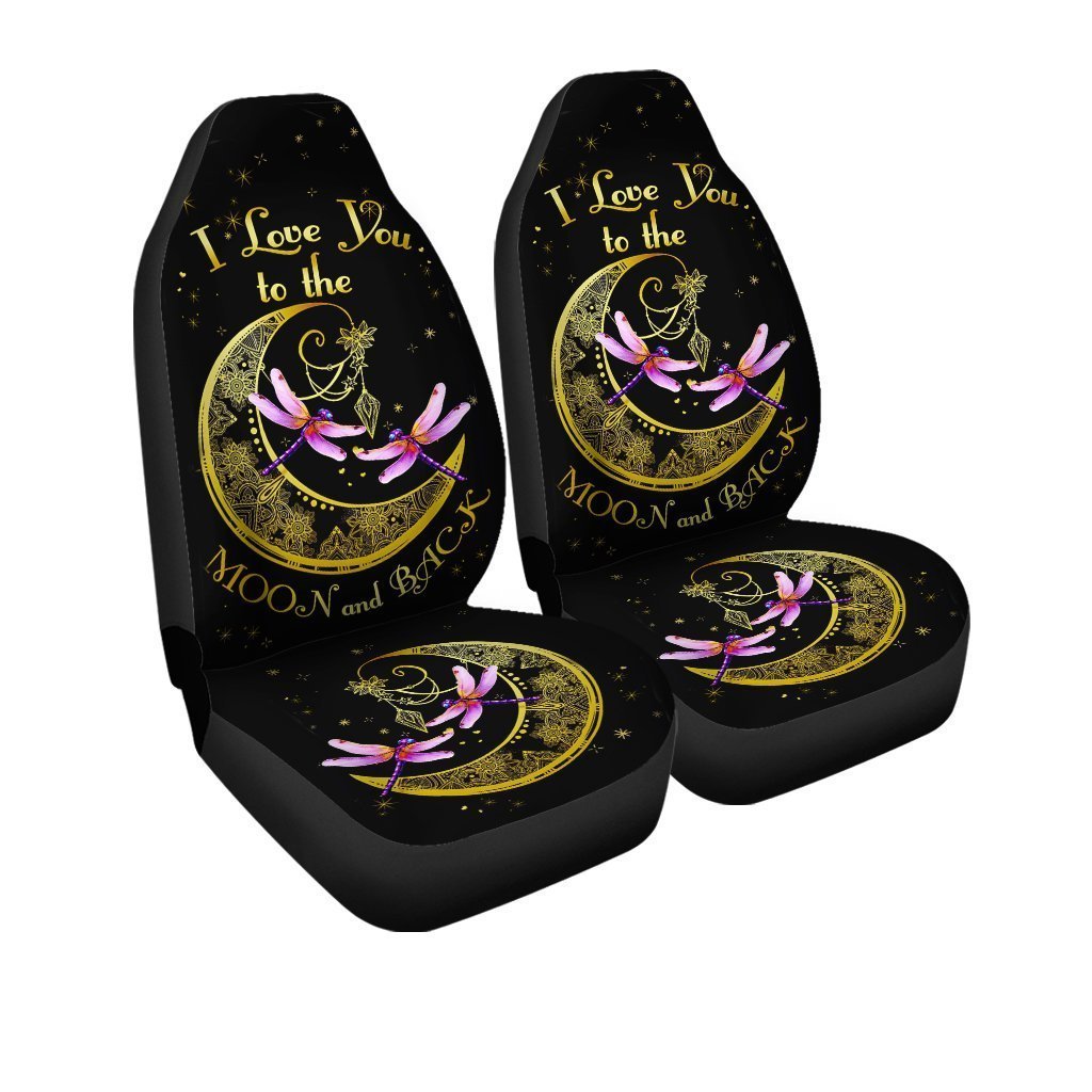 Mandala Dragonfly Car Seat Covers I Love You To The Moon And Back Car Accessories - Gearcarcover - 3
