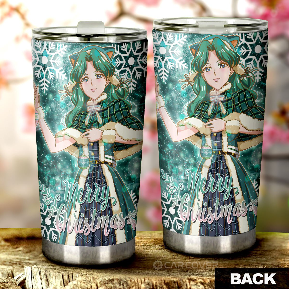 Merry Christmas Sailor Neptune Tumbler Cup Custom Anime Sailor Moon Car Accessories - Gearcarcover - 3