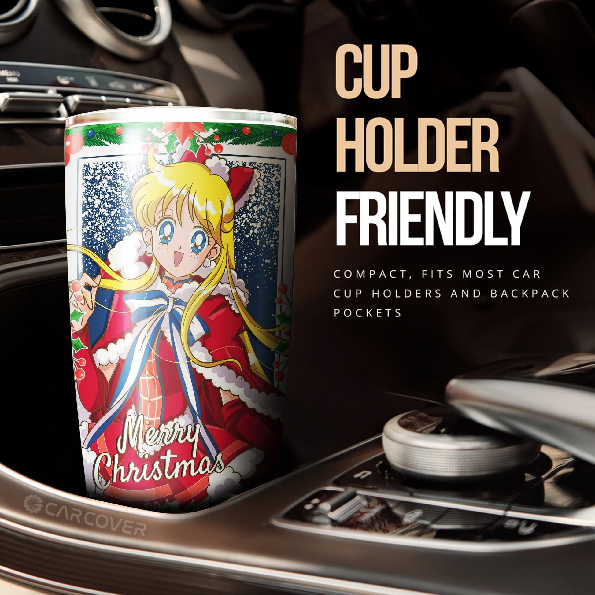 Merry Christmas Sailor Venus Tumbler Cup Custom Anime Sailor Moon Car Accessories - Gearcarcover - 2