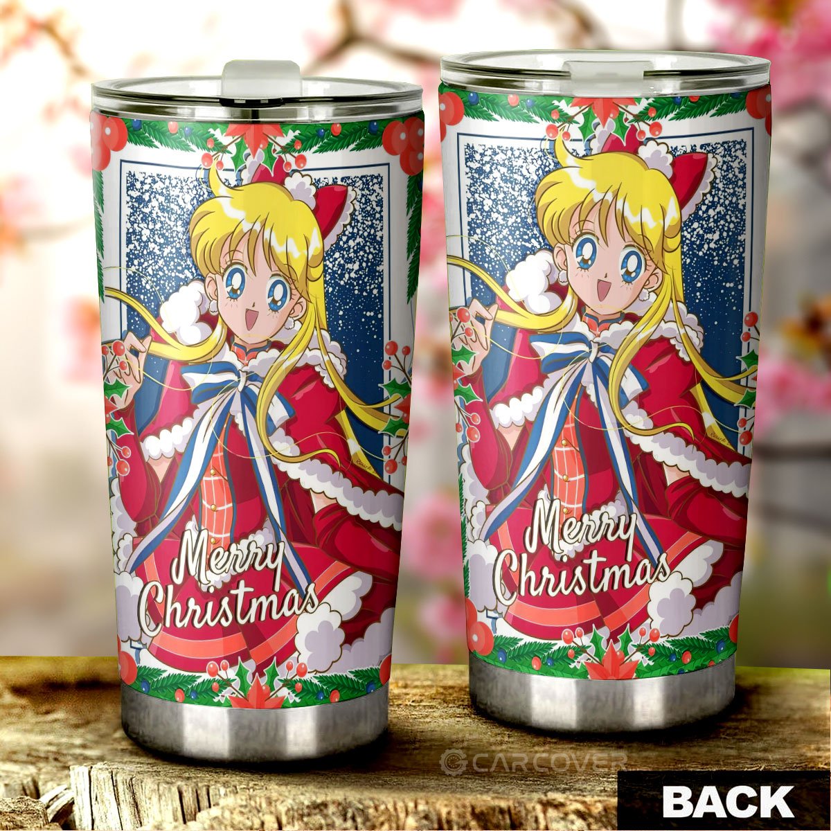 Merry Christmas Sailor Venus Tumbler Cup Custom Anime Sailor Moon Car Accessories - Gearcarcover - 3