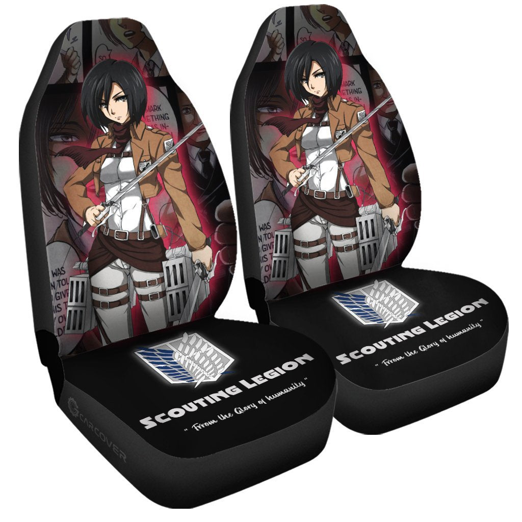 Mikasa Car Seat Covers Custom Anime Attack On Titan Car Interior Accessories - Gearcarcover - 3