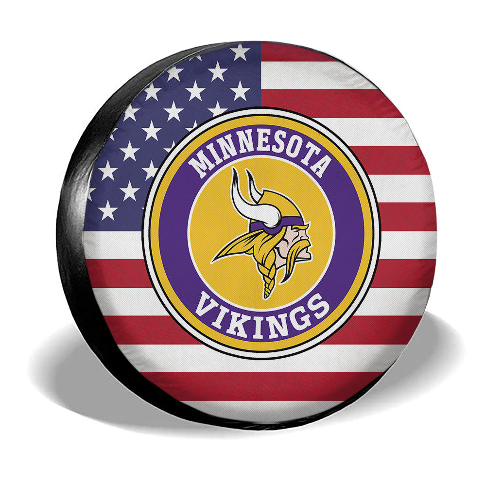 Minnesota Vikings Spare Tire Covers Custom US Flag Style - Gearcarcover - 3
