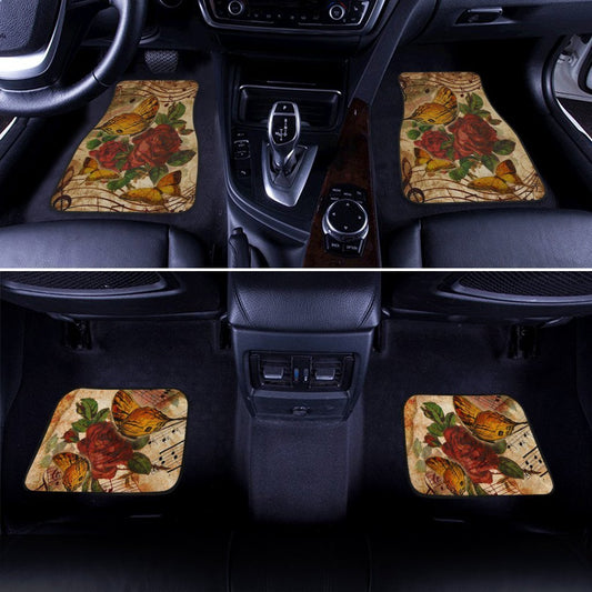 Music Note Butterfly Car Floor Mats Custom Red Rose Car Accessories - Gearcarcover - 2