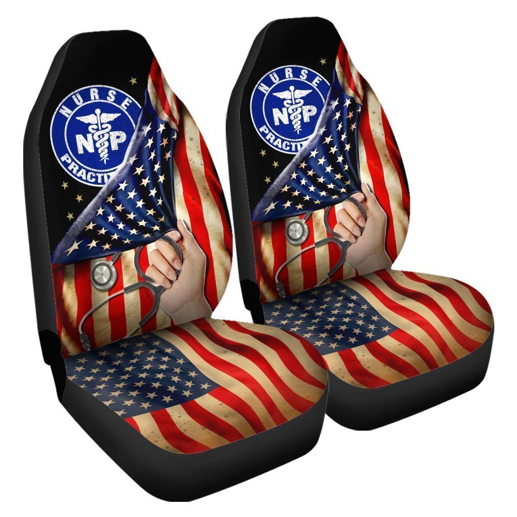 NP Nurse Car Seat Covers Custom American Flag Car Accessories - Gearcarcover - 3