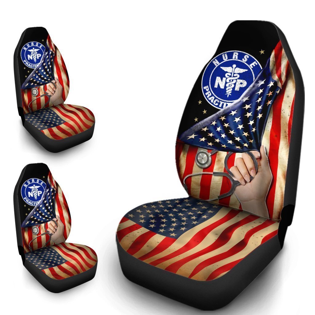 NP Nurse Car Seat Covers Custom American Flag Car Accessories - Gearcarcover - 4