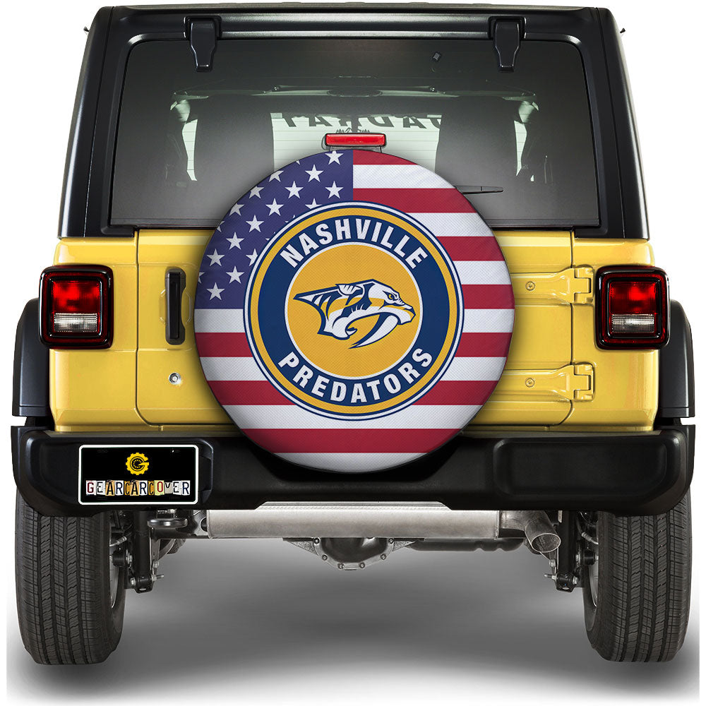 Nashville Predators Spare Tire Covers Custom US Flag Style - Gearcarcover - 1