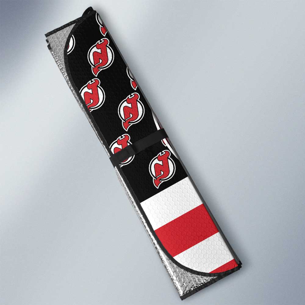 New Jersey Devils Car Sunshade Custom US Flag Style - Gearcarcover - 3