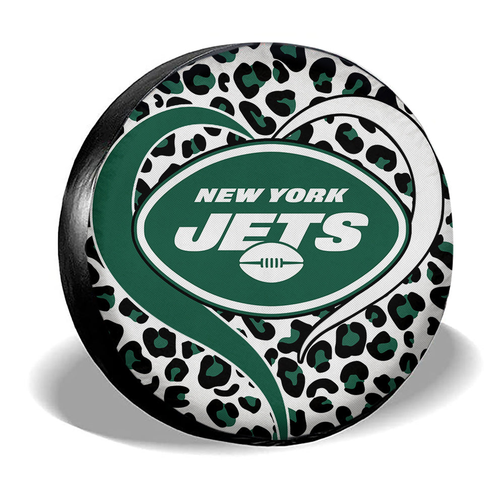 New York Jets Spare Tire Cover Custom Leopard Heart For Fans - Gearcarcover - 3