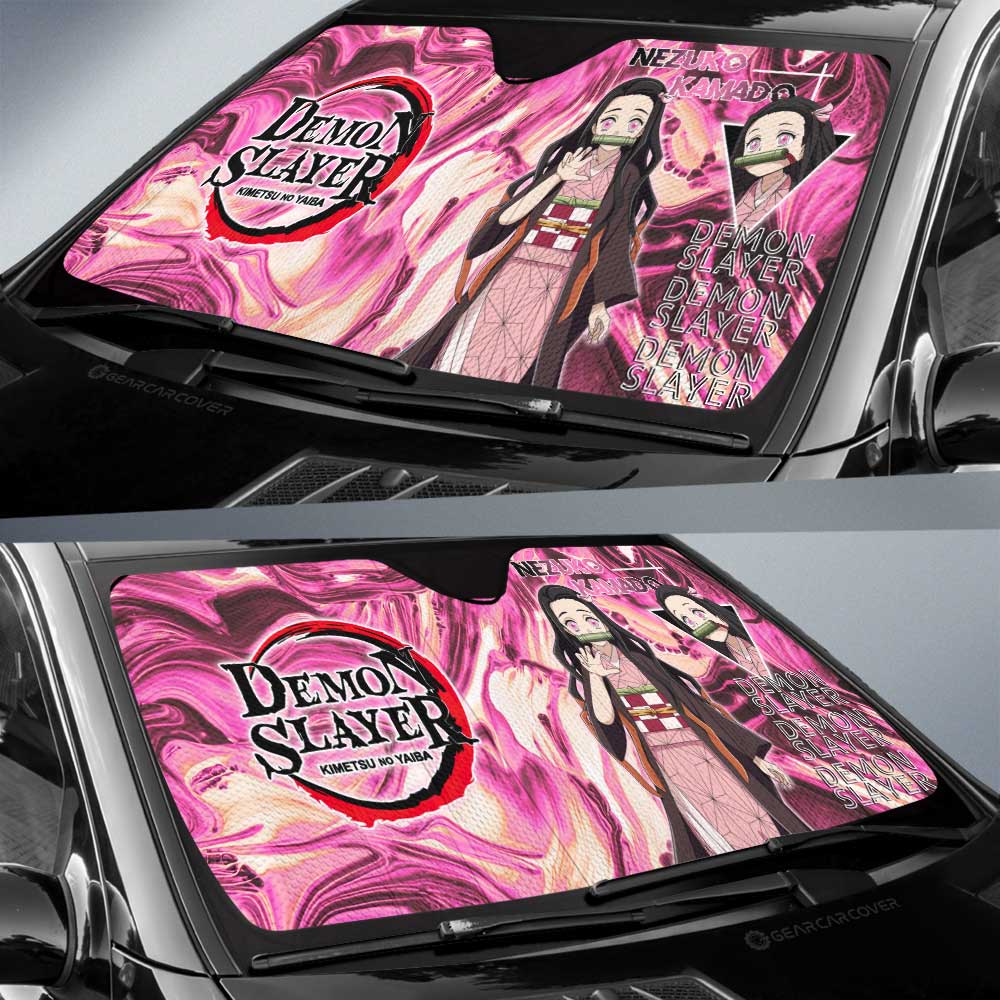Nezuko Kamado Car Sunshade Custom Demon Slayer Anime Car Accessories - Gearcarcover - 3