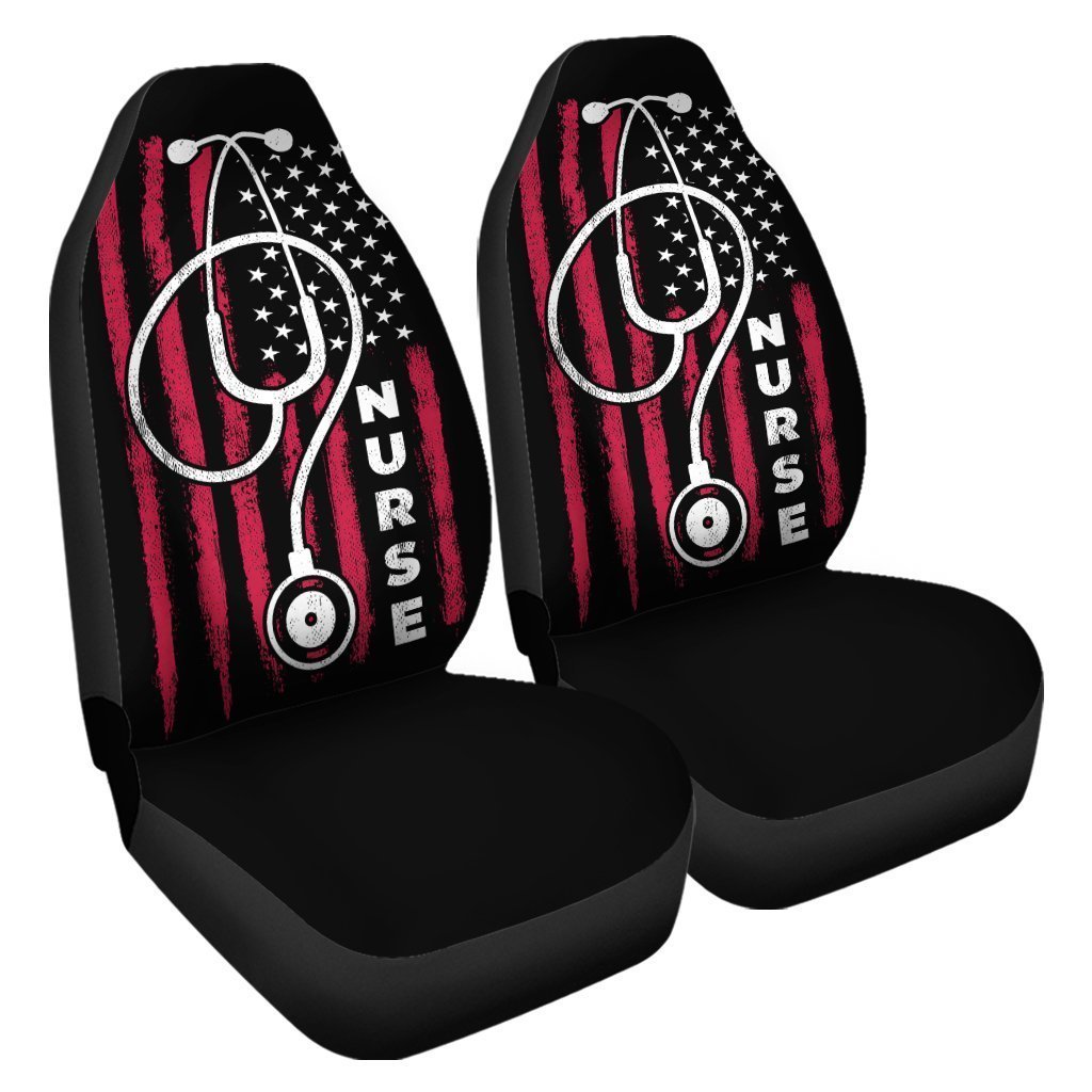 Nurse Car Seat Covers Custom American Flag Car Accessories Gift Idea - Gearcarcover - 3