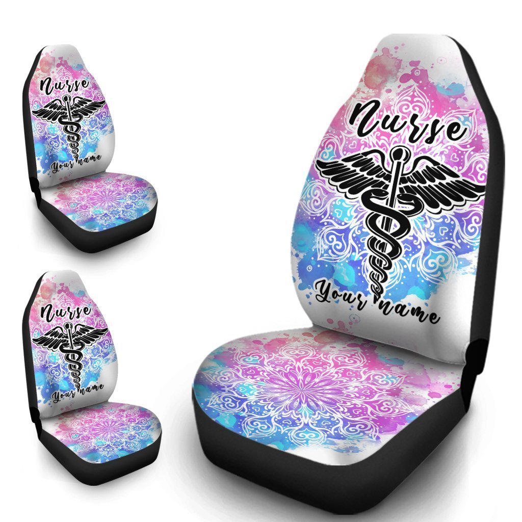 Nurse Car Seat Covers Custom Name Nurse Mandala Car Accessories - Gearcarcover - 4