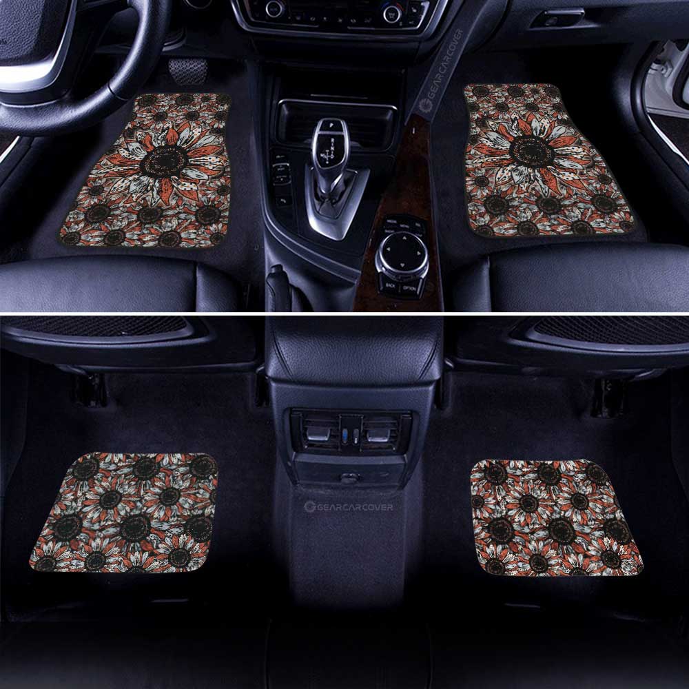 Orange Sunflower Car Floor Mats Custom Car Decoration - Gearcarcover - 3