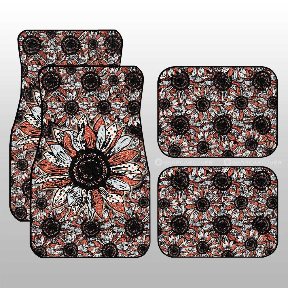 Orange Sunflower Car Floor Mats Custom Car Decoration - Gearcarcover - 1