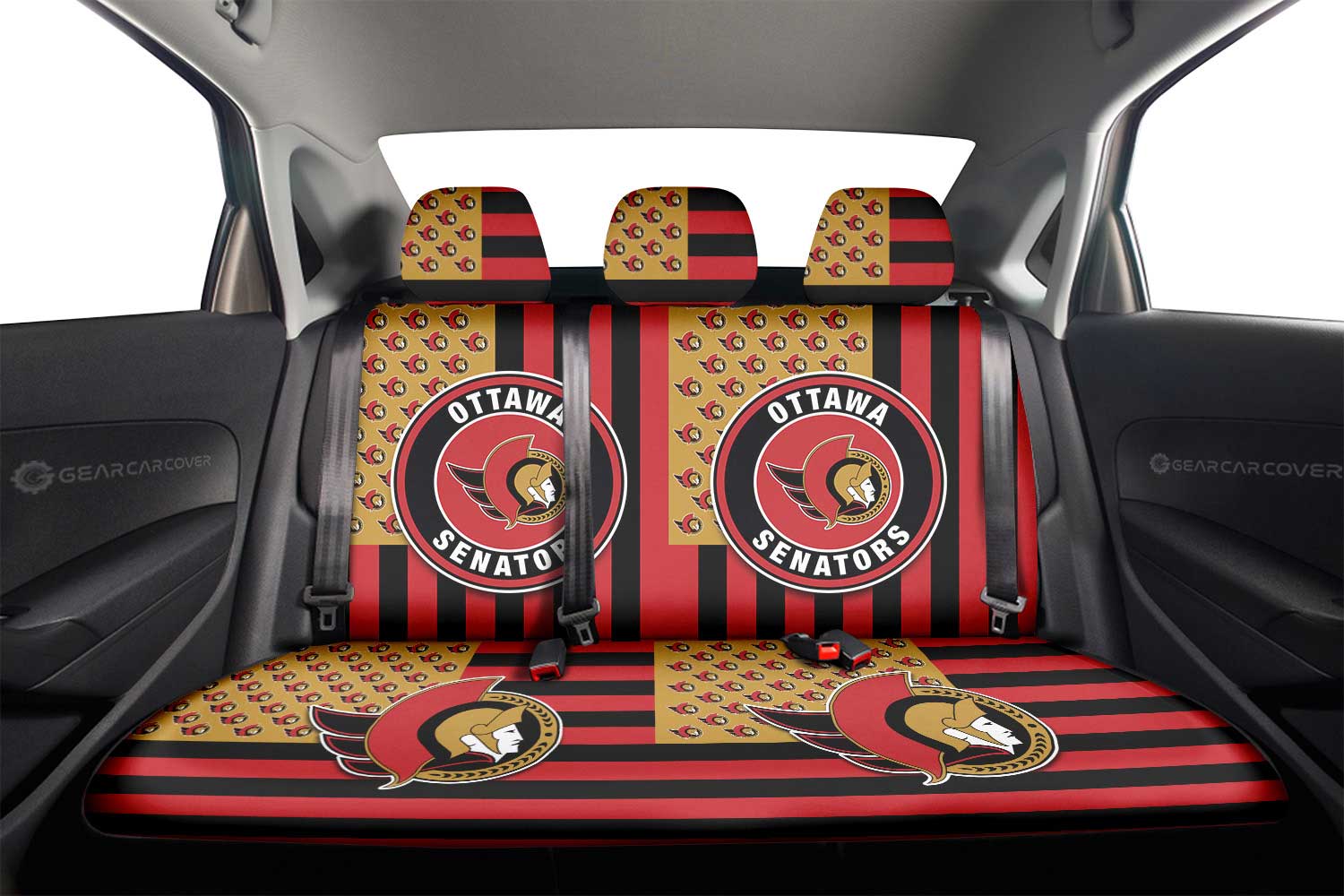 Ottawa Senators Car Back Seat Cover Custom US Flag Style - Gearcarcover - 2